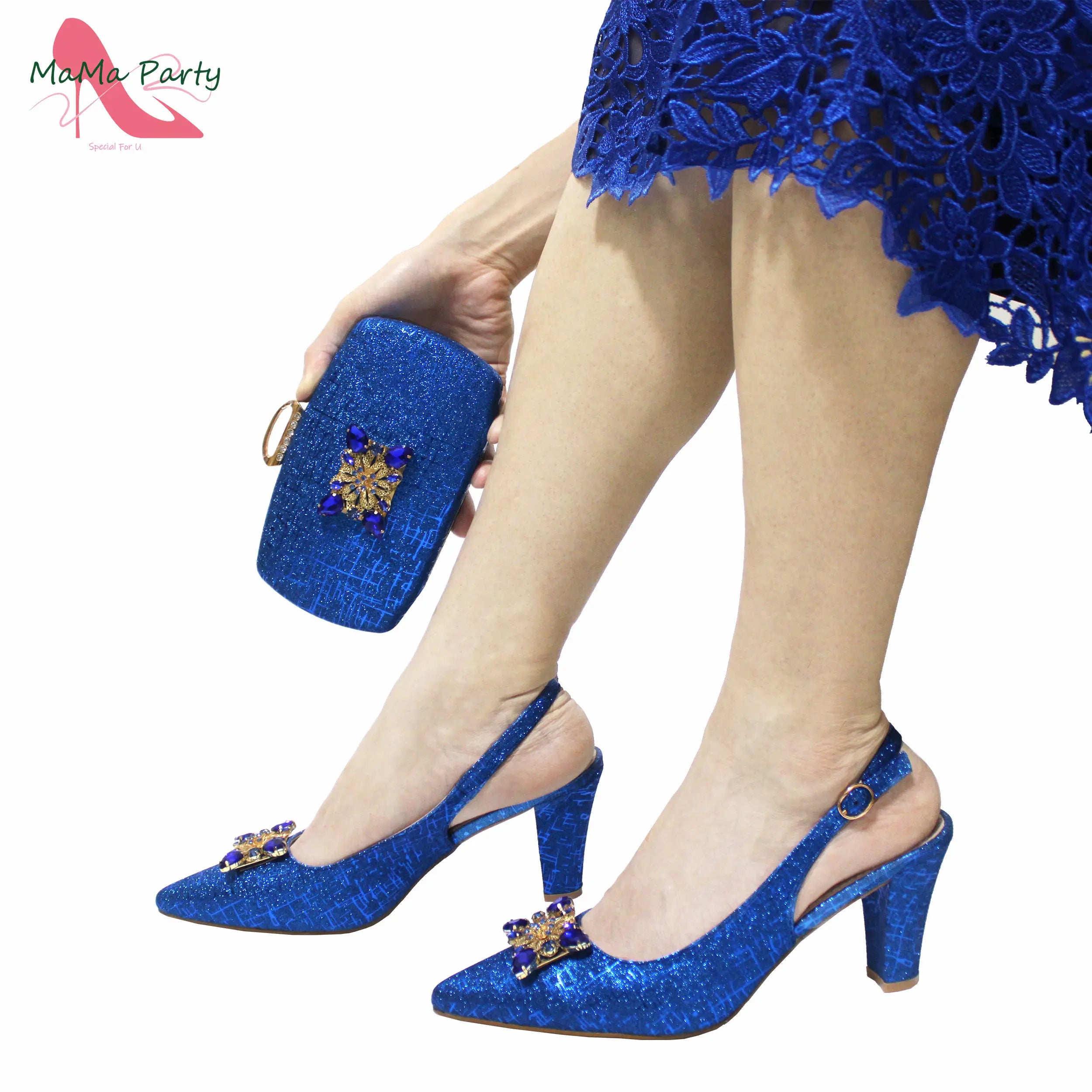 Specials Design Nigerian Women Shoes Matching Bag Set in Royal