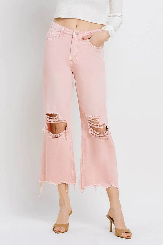 Women's denim jeans on online sale-Vervet 90'S Vintage Super High Rise Crop Flare Jeans