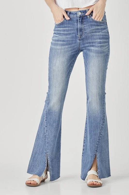 Women's denim jeans online on brands-Risen Jeans High Rise Twisted Hem Flare Jeans
