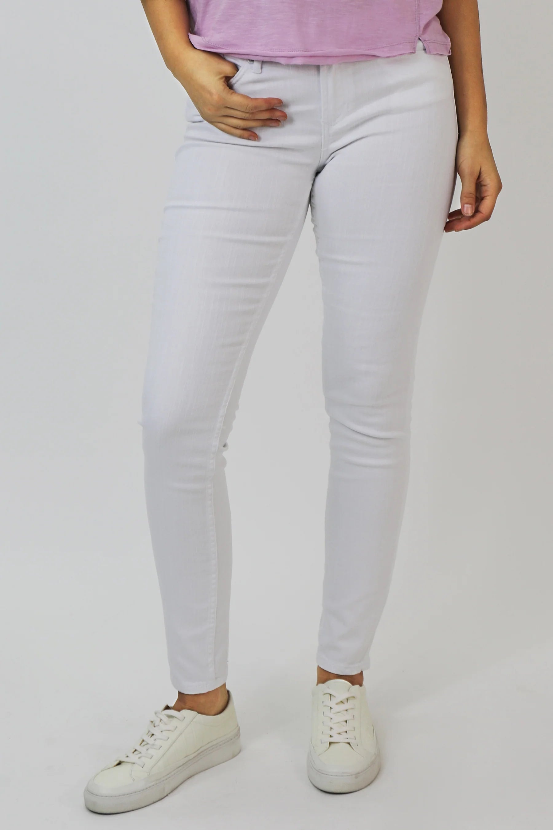 Women's denim jeans and heels-Dear John Denim Blaire High Rise Ankle Slim Straight Jeans Optic White
