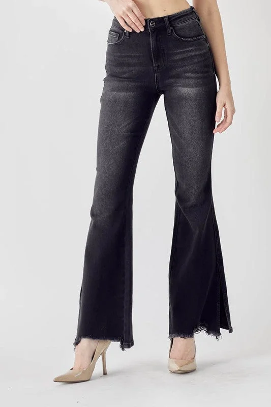 Women's denim jeans best to style-Risen High Rise Slit Flare