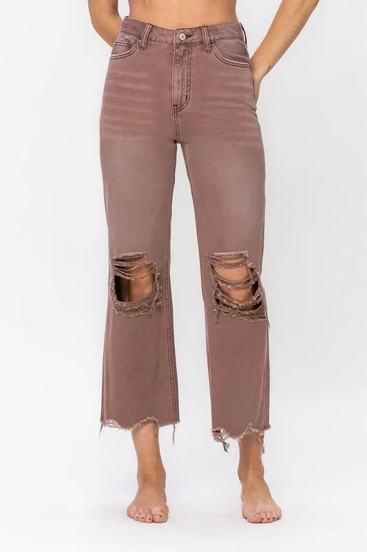 Women's denim jeans vintage inspired-Vervet 90'S Vintage Crop Flare Jean