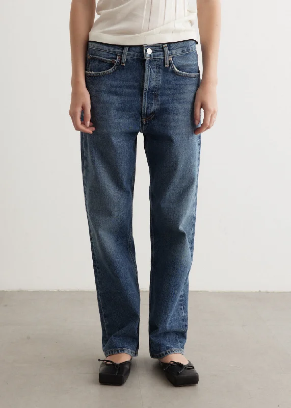 Women's denim jeans with pockets-90's Mid Rise Straight Jeans