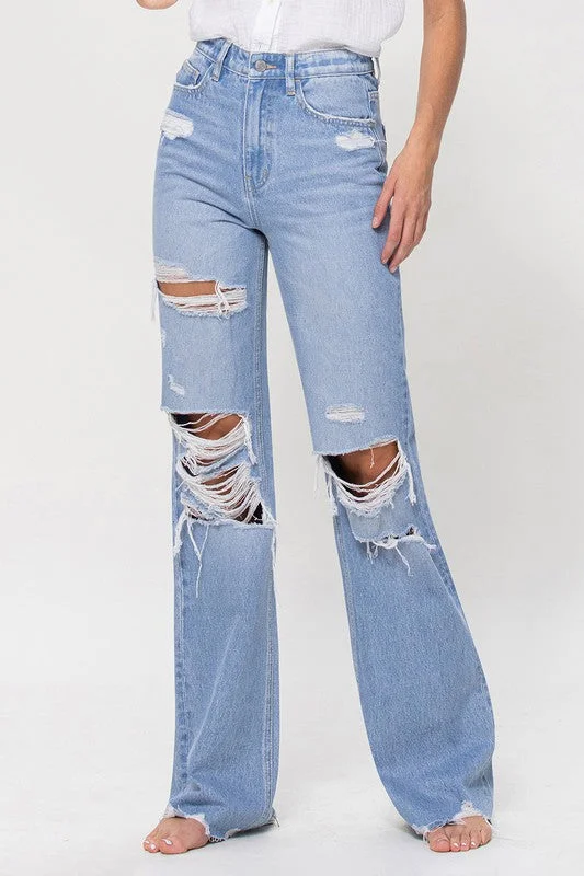Women's denim jeans with a fruit embellishment-90s Vintage Flare