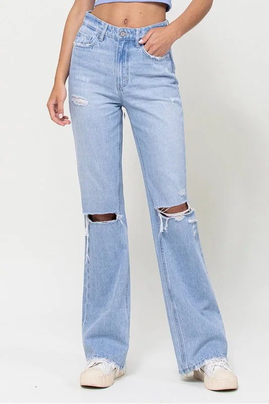 Women's denim jeans with a memorial cause design embellishment-90's Vintage Flare