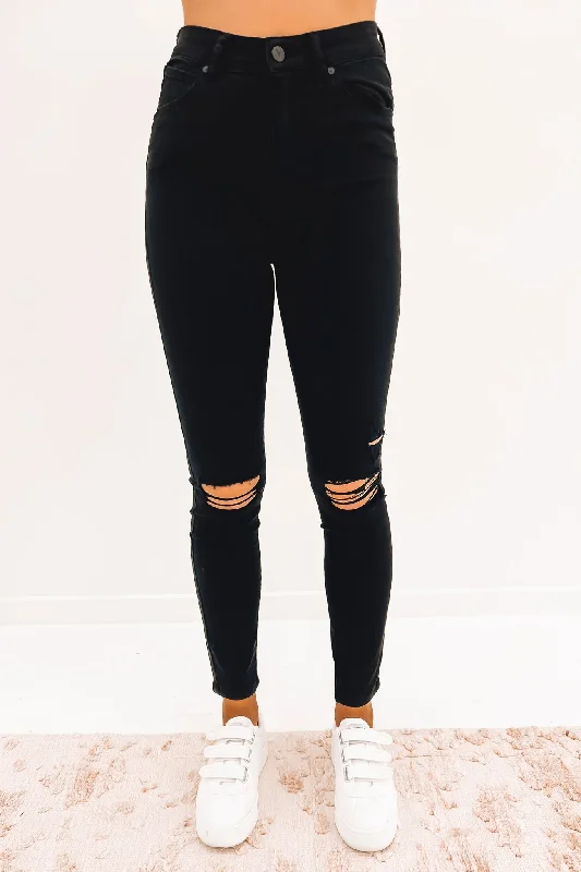 Women's denim jeans with a cultural design embellishment-A High Skinny Ankle Basher Jean Black Magic Rip Women's denim jeans with a cultural design embellishment-A High Skinny Ankle Basher Jean Black Magic Rip