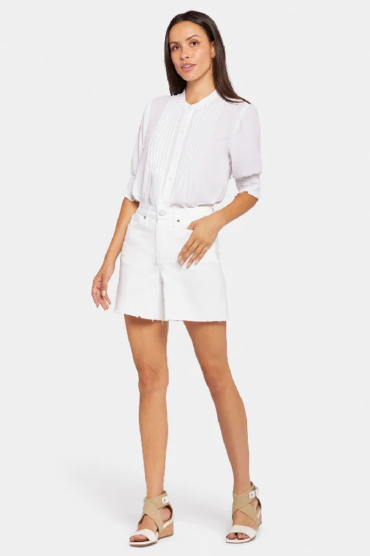 Women's denim shorts with a light wash-A-Line Denim Shorts - Optic White