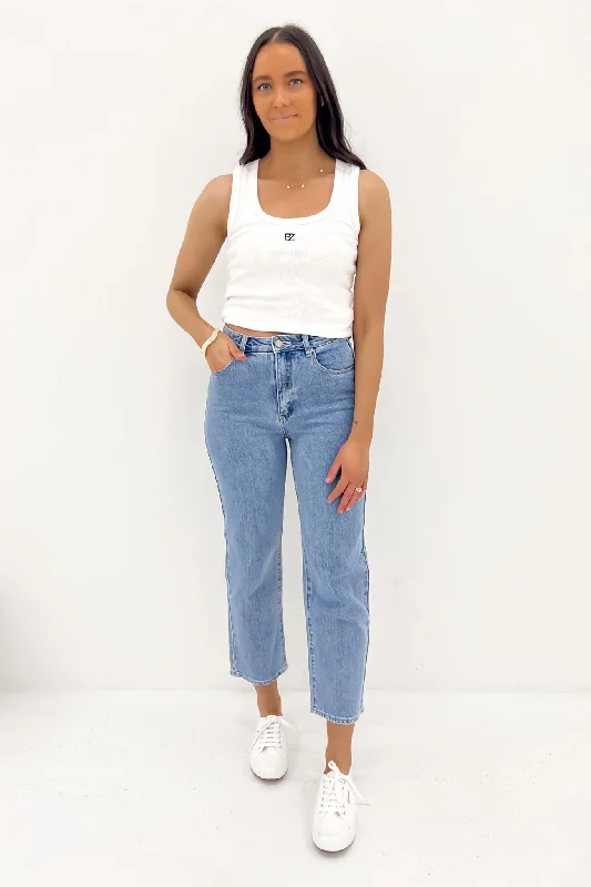 Women's denim jeans with a human rights change cause design embellishment-A Venice Straight Jean Ema