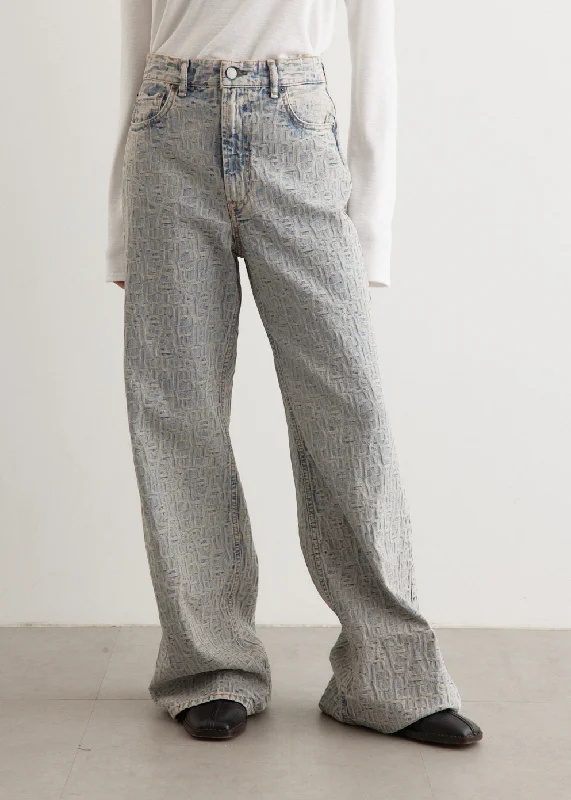 Women's denim jeans with a horn embellishment-2022 Monogram Jeans 32"