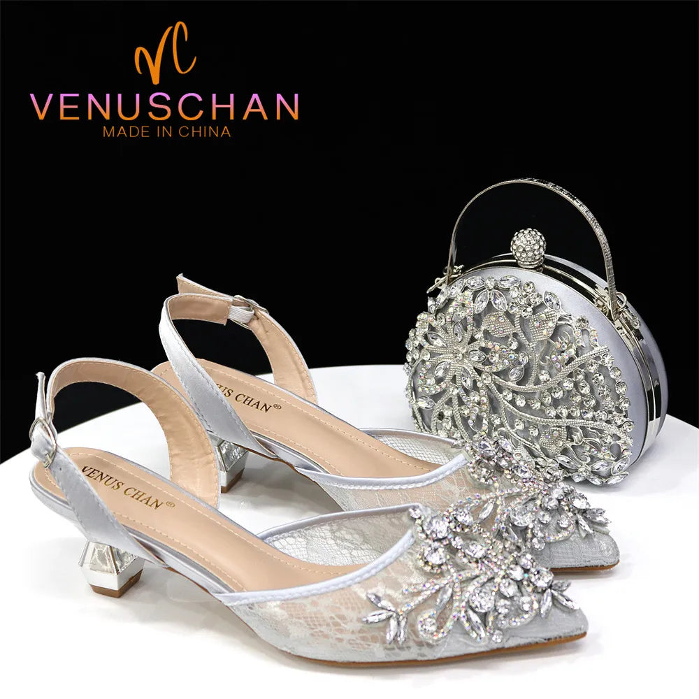 Evening Shoes And Matching Bags Italian Design Ladies Diamond---Elegant Evening Heels for Weddings and Parties