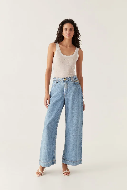 Women's denim jeans with a stretch twill fabric-Aje x Outland Denim Jeans - Coastal Blue Women's denim jeans with a stretch twill fabric-Aje x Outland Denim Jeans - Coastal Blue