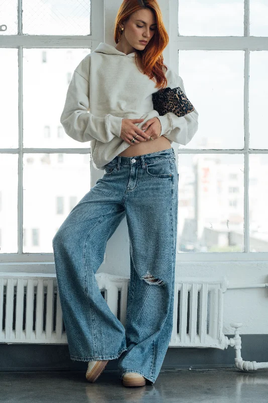 Women's denim jeans is quality top-Alexa Raw Hem High Rise Jeans - Light Medium Blue/Black Women's denim jeans is quality top-Alexa Raw Hem High Rise Jeans - Light Medium Blue/Black