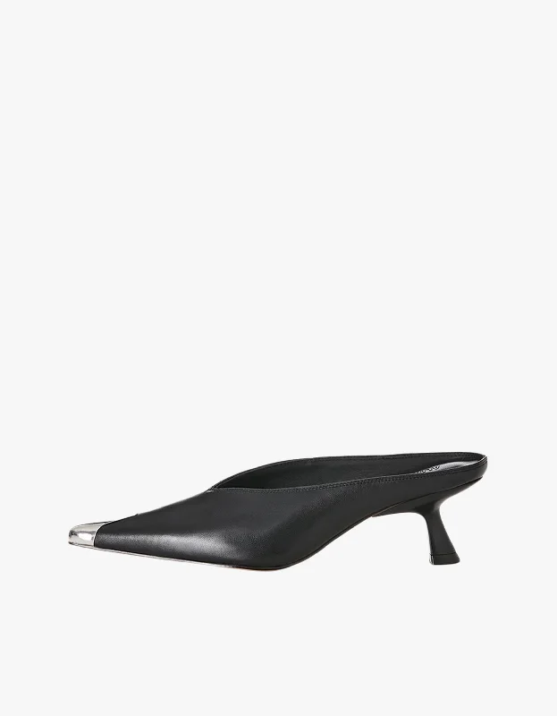 Goji Heel - Black Leather---Comfortable Leather Pumps for Office and Everyday Wear