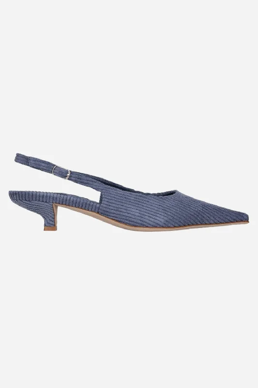 Jeffrey Campbell Alora Kitten Heel in Dusty Blue Corduroy---Fashionable Kitten Heels for Date Night