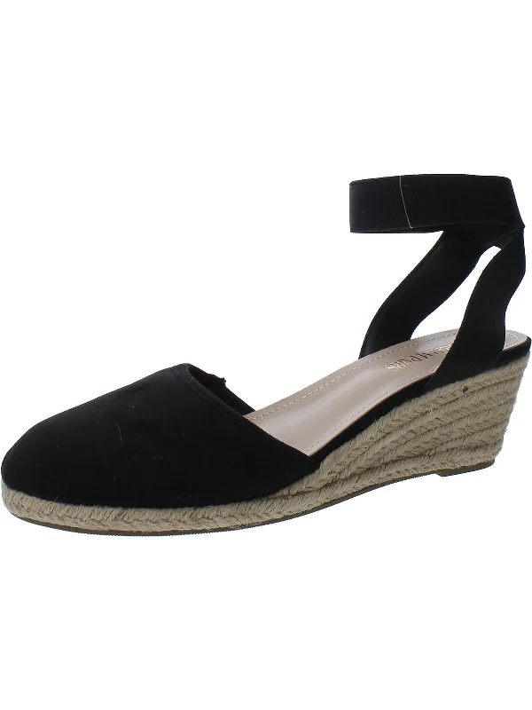 Affordable Suede Ankle Pumps for All-Day Wear--Amanda Womens Faux Suede Espadrille Wedge Heels