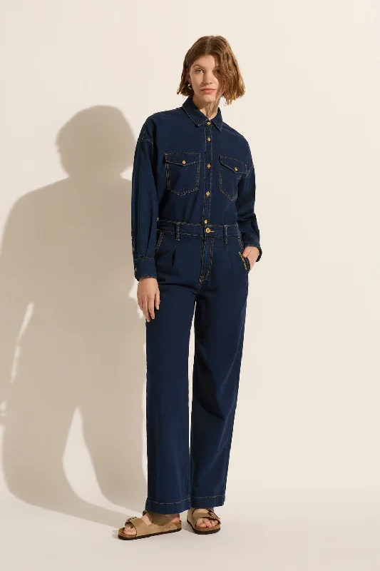 Women's denim jeans with a resin embellishment-Amelia High Wide Leg Pant - Foundation Women's denim jeans with a resin embellishment-Amelia High Wide Leg Pant - Foundation