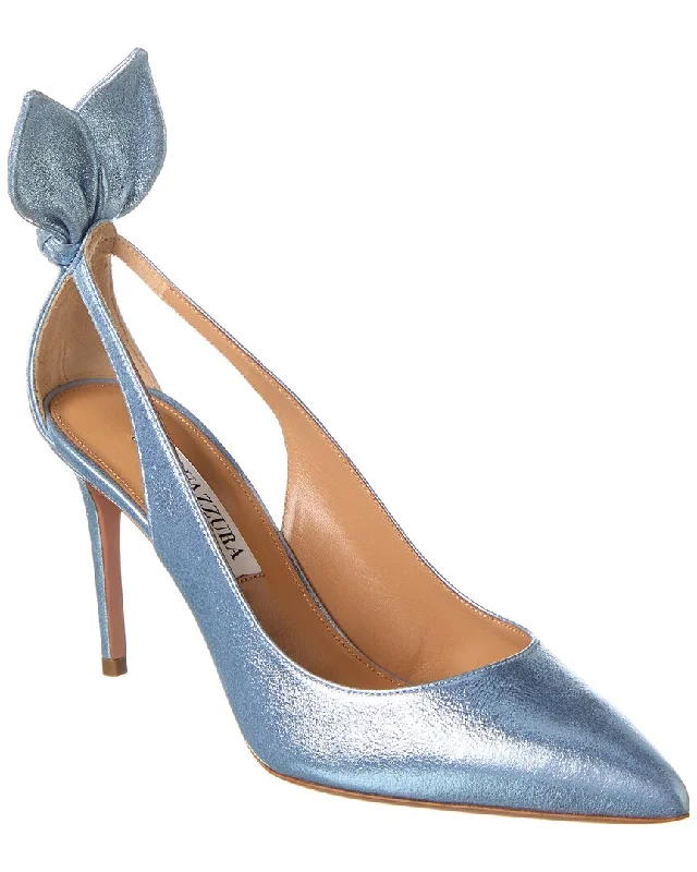 Affordable Suede Ankle Pumps for All-Day Wear--Aquazzura Bow Tie 85 Suede Slingback Pump