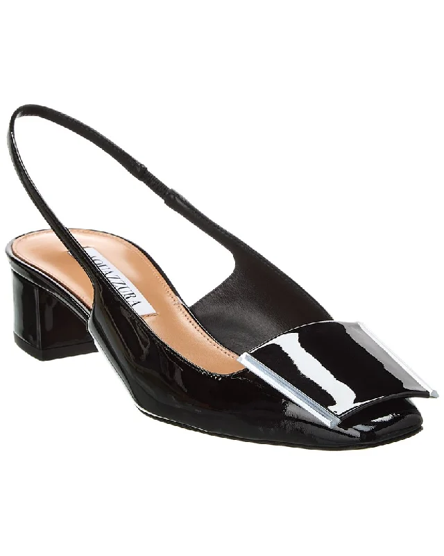 Sleek and Shiny Patent Pump Heels for a Polished Look--Aquazzura Shibuya 35 Patent Slingback Pump