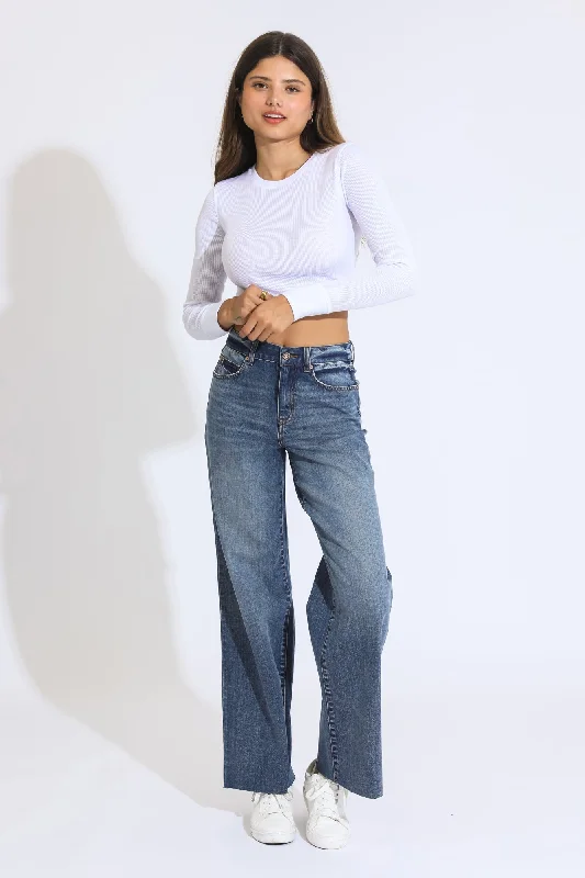 Women's denim jeans styled or to party-Ashley Super High Rise A-line Baggy - Dark Blue/Black Vintage Women's denim jeans styled or to party-Ashley Super High Rise A-line Baggy - Dark Blue/Black Vintage