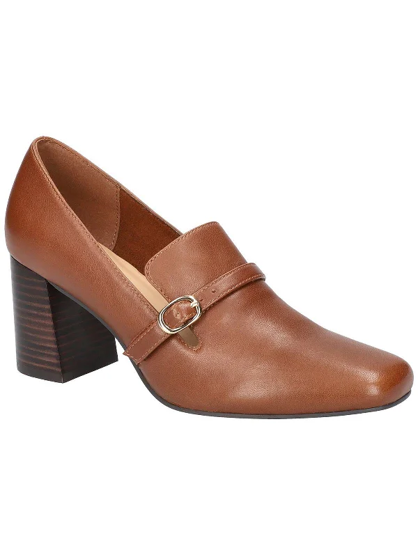 Trendy Chunky Heel Pumps for Casual Wear--Ashton Womens Leather Slip On Loafer Heels