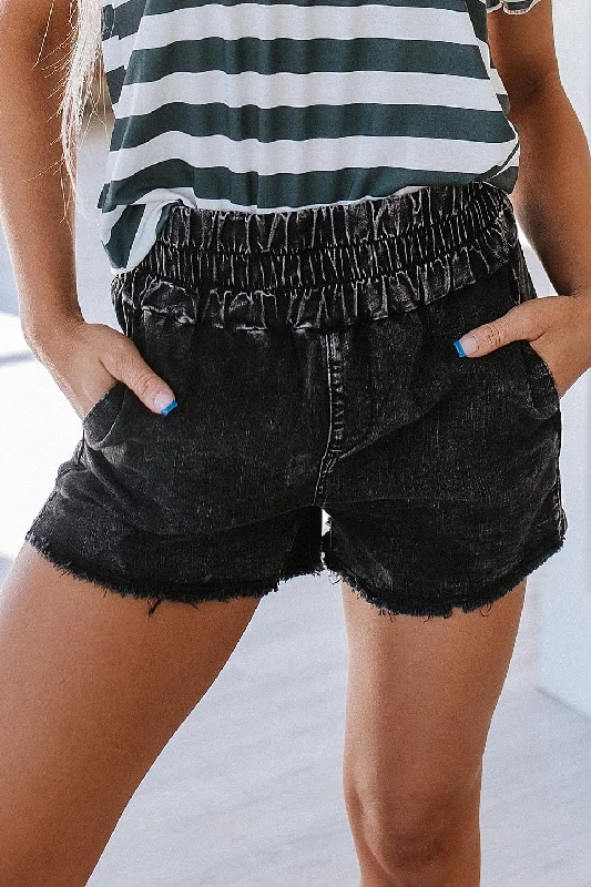 Women's denim shorts for a theme park-SALE - Astrid Smocked Jean Shorts