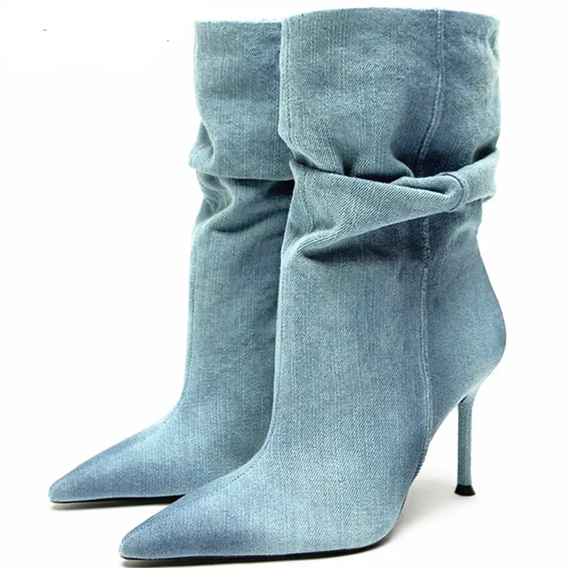 Stiletto Heel Pumps with Perfect Fit--Avant Denim Stilettos-Fashionable & Classic