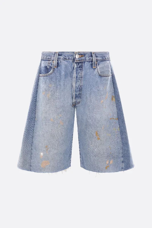 Women's denim shorts and a button-down shirt-Lasso upcycled vintage denim shorts