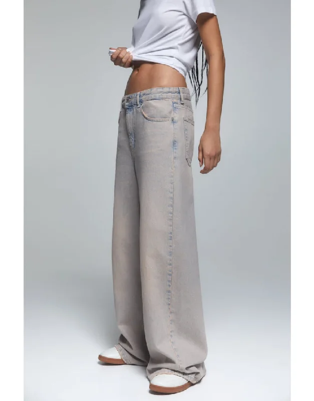 Baggy Straight Jeans in Light Grey