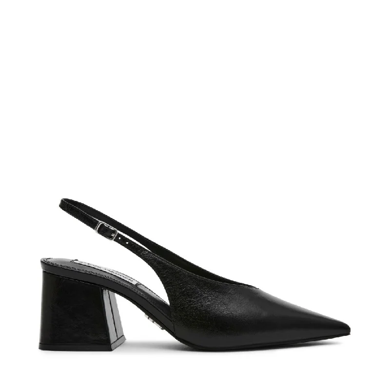 BARGE BLACK LEATHER---Comfortable Leather Pumps for Office and Everyday Wear