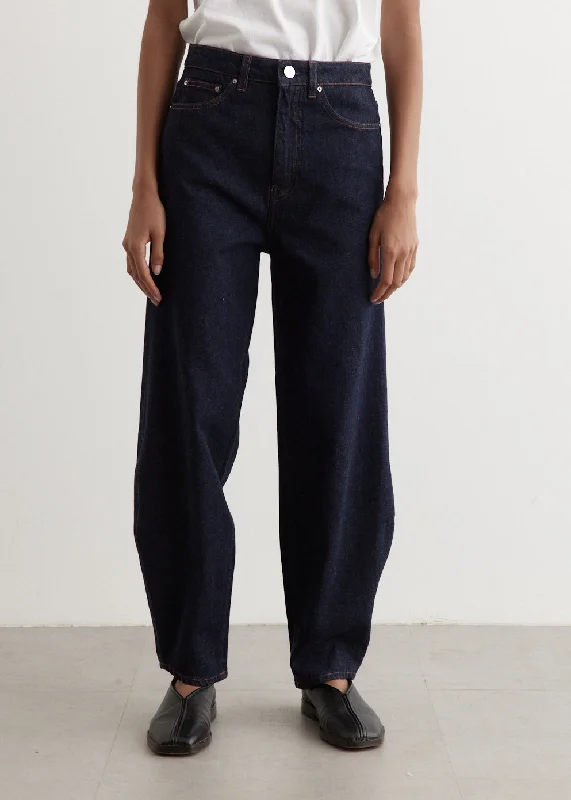 Women's denim jeans with a insect embellishment-Barrel Leg Jeans 32"