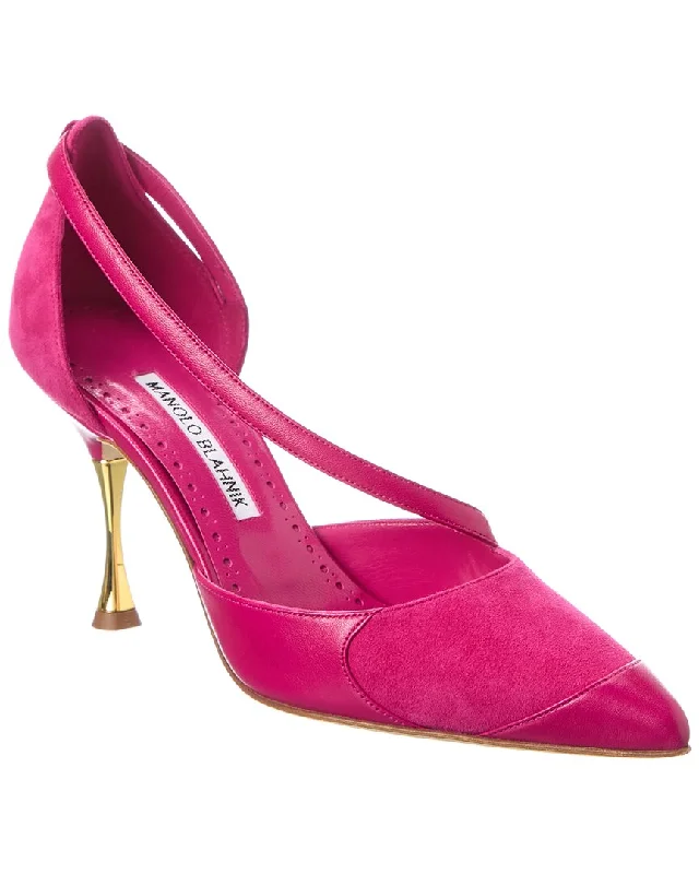 Affordable Suede Ankle Pumps for All-Day Wear--Manolo Blahnik Repim 90 Leather & Suede Pump