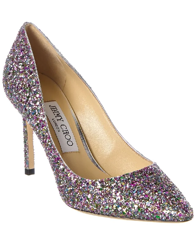 Jimmy Choo Romy 85 Glitter Pump---Trendy Glitter Heels for a Glamorous Look