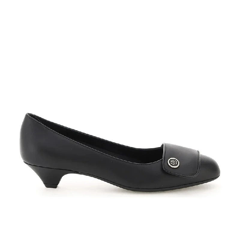 Salvatore Ferragamo Women's Gancini Leather Pump Heels Black---Comfortable Leather Pumps for Office and Everyday Wear