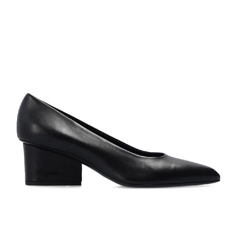 Salvatore Ferragamo Women's Velia 55 Leather Pump Heels in Black---Comfortable Leather Pumps for Office and Everyday Wear