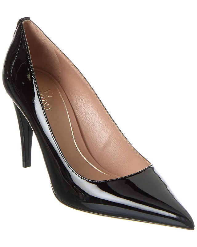 Sleek and Shiny Patent Pump Heels for a Polished Look--Valentino Rockstud 90 Patent Pump