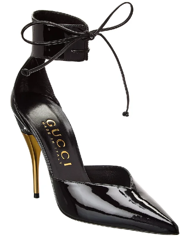 Sleek and Shiny Patent Pump Heels for a Polished Look--Gucci Knot Detail Patent Pump