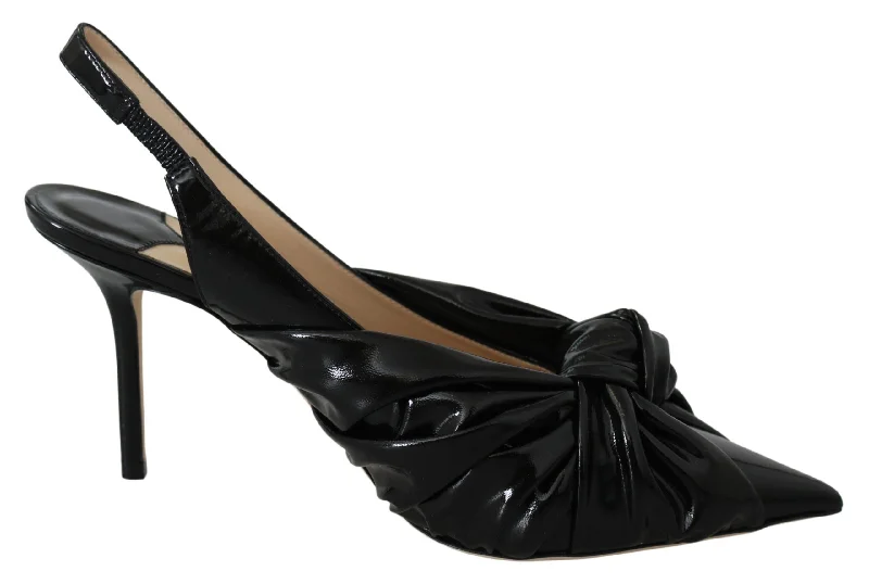 Sleek and Shiny Patent Pump Heels for a Polished Look--Jimmy Choo  Love 100 Black Patent Leather Slingback Pumps