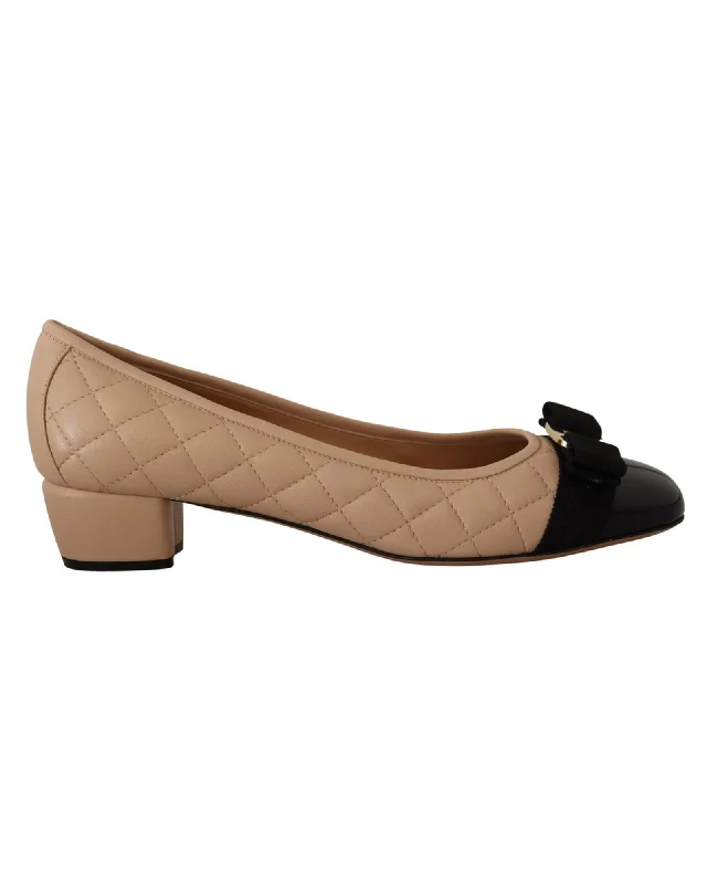 Salvatore Ferragamo Classic Quilted Leather Pumps---Comfortable Leather Pumps for Office and Everyday Wear