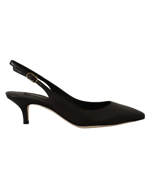 Fashionable Leather Slingback Pumps for Casual Wear--Dolce & Gabbana Gorgeous  Leather Slingbacks Heels