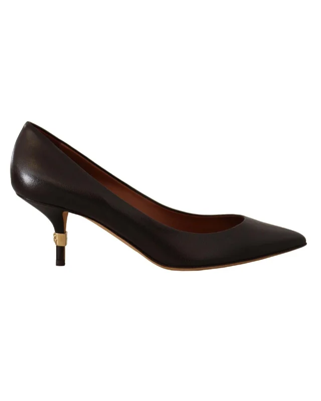 Dolce & Gabbana Leather Mid Heel  Pumps---Comfortable Leather Pumps for Office and Everyday Wear