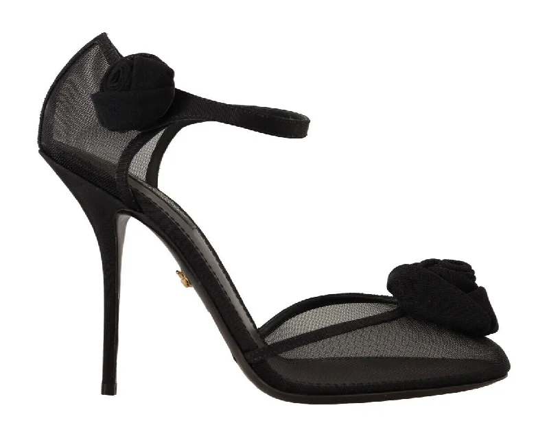 Stylish Ankle Strap Heels for Women--Dolce & Gabbana Mesh Ankle Strap High Heels Pumps