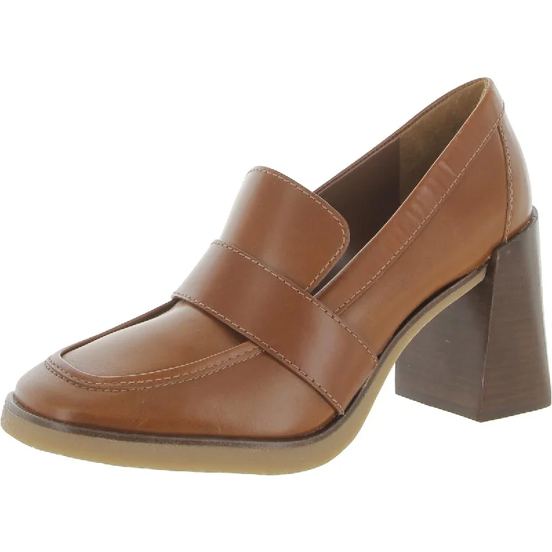 Trendy Chunky Heel Pumps for Casual Wear--Ezerna Womens Leather Slip On Loafer Heels