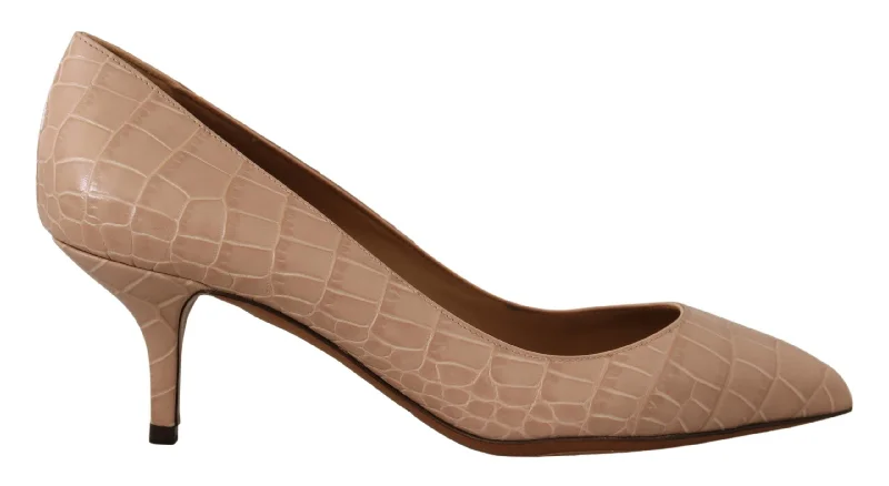 Dolce & Gabbana Elegant Beige Leather Women's Pumps---Comfortable Leather Pumps for Office and Everyday Wear