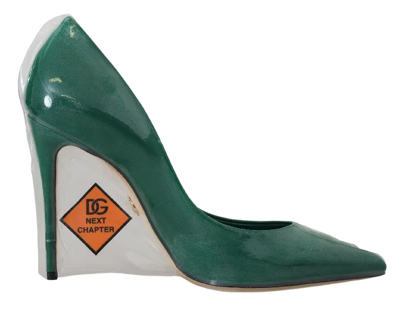 Dolce & Gabbana Emerald Elegance Leather Heels Women's Pumps---Comfortable Leather Pumps for Office and Everyday Wear