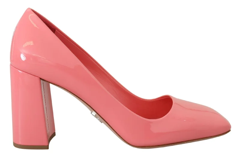 Prada Elegant Square Toe Pink Women's Heels---Durable Square Toe Block Heels for Everyday Use