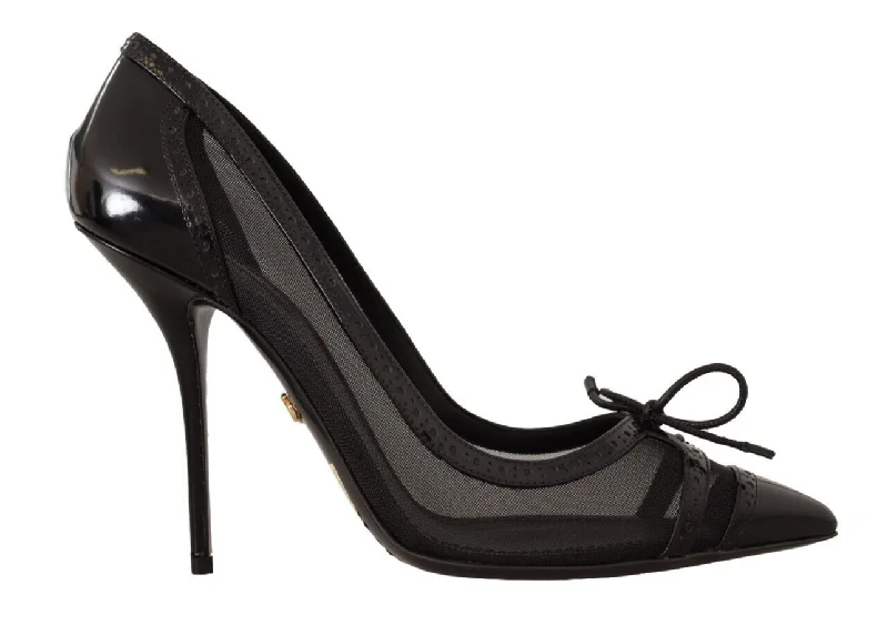 Stiletto Heel Pumps with Perfect Fit--Dolce & Gabbana Elegant Black Mesh Stiletto Women's Pumps-Fashionable & Classic