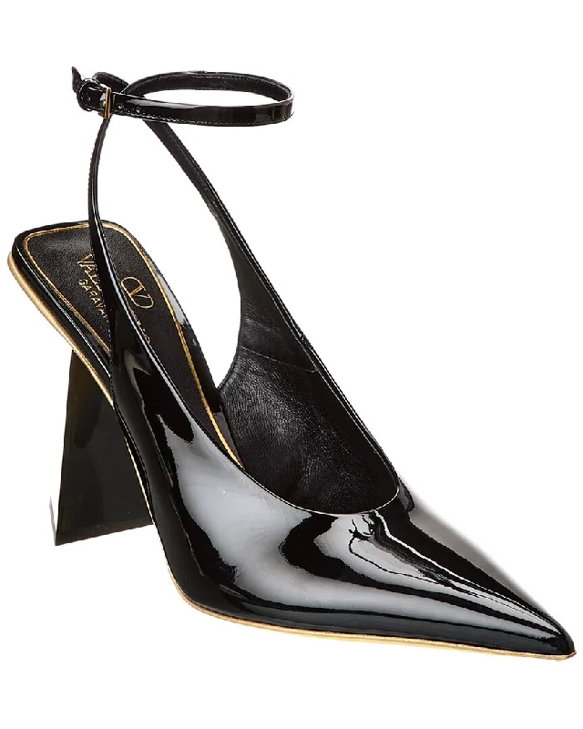 Sleek and Shiny Patent Pump Heels for a Polished Look--Valentino One Stud 100 Patent Slingback Pump