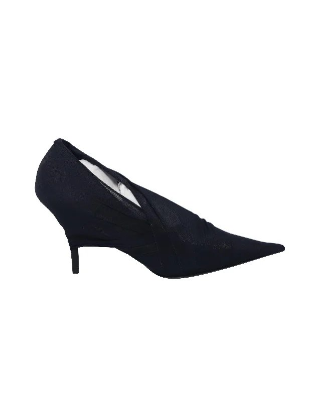 Versatile Heeled Sandals for Any Occasion---Balenciaga Black Stretch-Jersey Knife Pumps