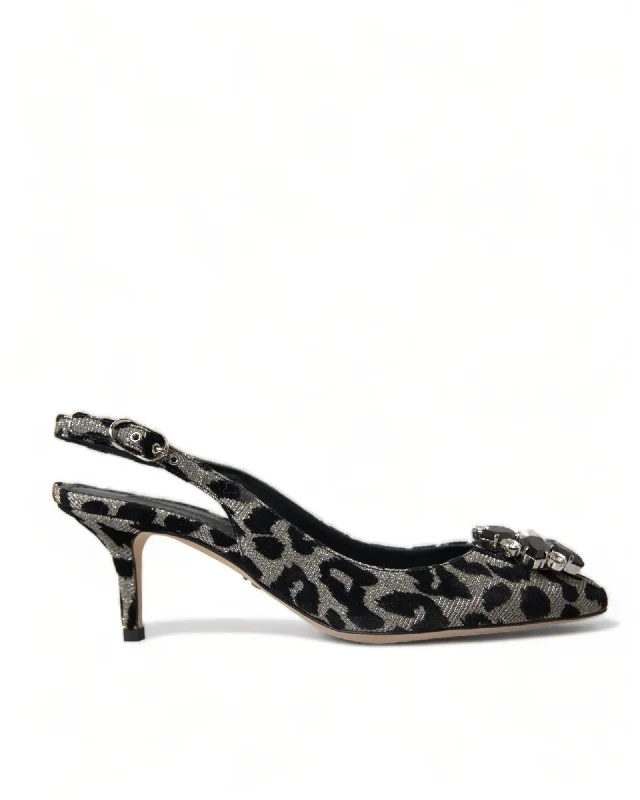 Affordable Rhinestone Pumps for a Dazzling Look---Dolce & Gabbana Crystal Leopard Slingback Pumps