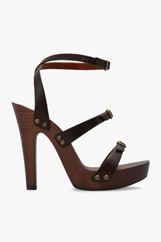 Versatile Heeled Sandals for Any Occasion---Saint Laurent Womens Shoes In Brown